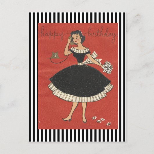Carte Postale Vintage Joyeuse fille d'anniversaire (Devant)