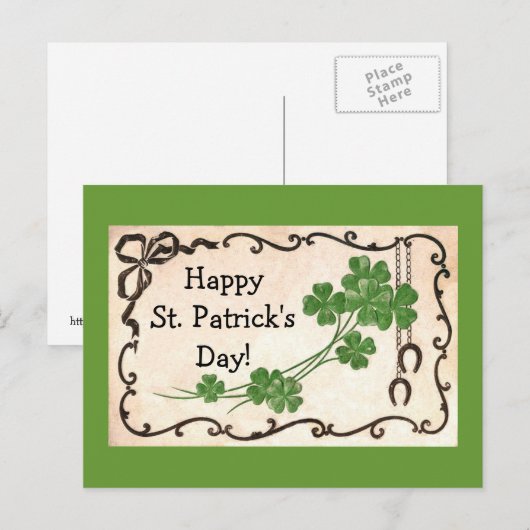 Carte Postale Vintage Joyeuse Saint Patrick ! (Devant / Derrière)