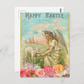 Carte Postale Vintage Joyeux agneau de Pâques (Devant / Derrière)