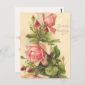 Carte Postale Vintage Joyeux anniversaire (Devant / Derrière)