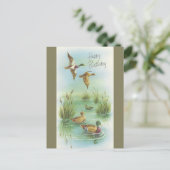 Carte Postale Vintage Joyeux Anniversaire Avec Canards (Debout devant)