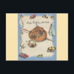 Carte Postale Vintage Joyeux anniversaire Brother Dapper Détails<br><div class="desc">Vintage Joyeux Anniversaire pour Frère mettant en vedette la mode de Gentlemen.</div>