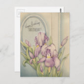 Carte Postale Vintage Joyeux Anniversaire Chéri Avec Iris (Devant / Derrière)