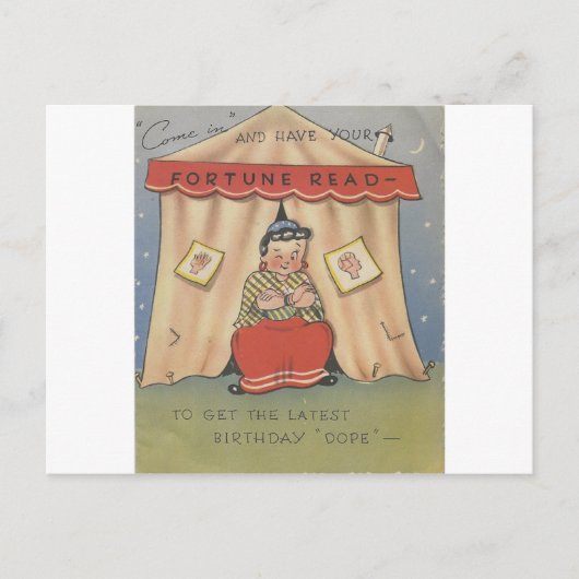 Carte Postale Vintage Joyeux Anniversaire Fortune Teller (Devant)
