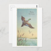 Carte Postale Vintage Joyeux Anniversaire Mallard (Devant / Derrière)