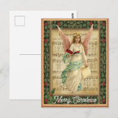 Carte Postale Vintage Joyeux Noël Angel Musique (Devant / Derrière)