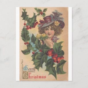 Carte postale vintage Joyeux Noël Gibson Girl