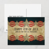 Carte Postale Vintage Juillet 4 Bunting et Stars (Devant / Derrière)