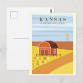 Carte Postale Vintage Kansas Farm Travel (Devant / Derrière)