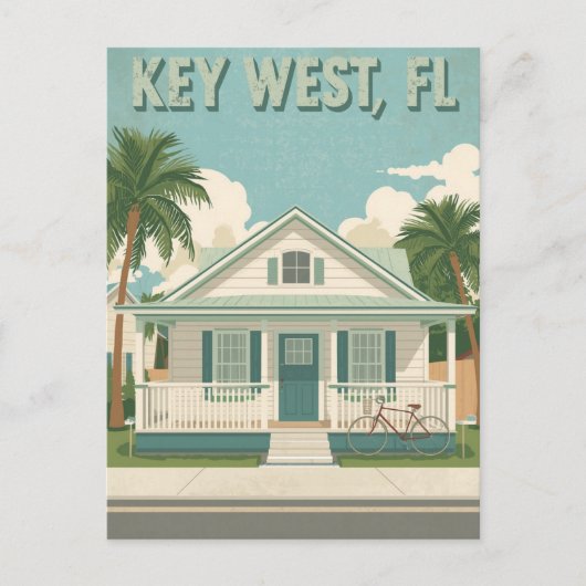 Carte Postale Vintage Key West FL Cottage Travel (Devant)
