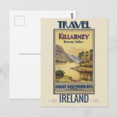 Carte Postale Vintage Killarney Irlande Train Travel (Devant / Derrière)