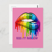 Carte postale vintage Kiss My Rainbow Lips (Devant / Derrière)