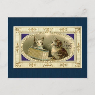 Carte postale vintage Kitten Christmas