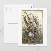Carte postale vintage Kraken / Octopus géant (Devant / Derrière)