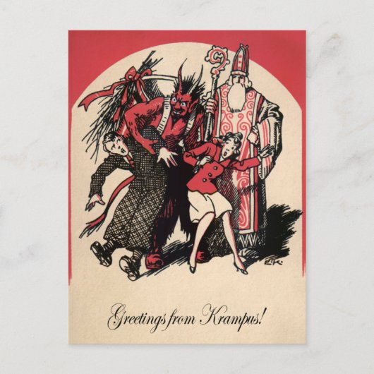Carte postale vintage Krampus (Devant)