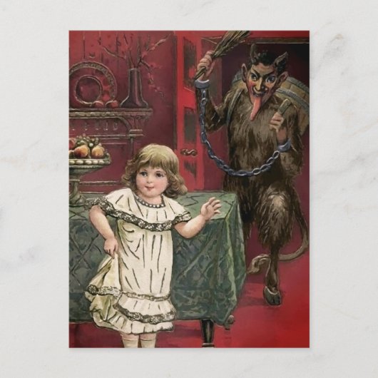 Carte postale vintage Krampus et enfant (Devant)