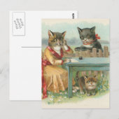 Carte postale Vintage "La famille des chats" (Devant / Derrière)
