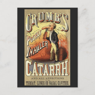 Carte Postale Vintage Label Art, Crumb's Pocket Asthma Inhaler