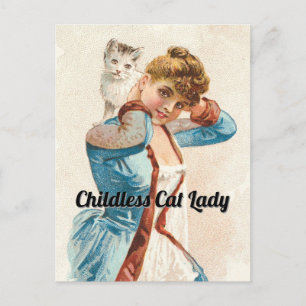 Carte postale Vintage Lady Chat sans enfant