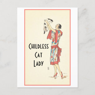 Carte postale Vintage Lady Chat sans enfant