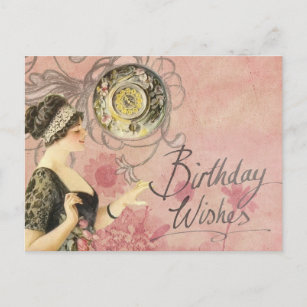 Carte Postale Vintage Lady Joyeux Anniversaire Zazzle Fr