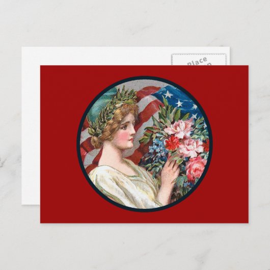 Carte postale vintage Lady Liberty (Devant / Derrière)