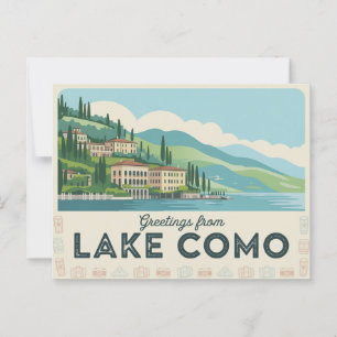 Carte postale vintage Lake Como Salutations de