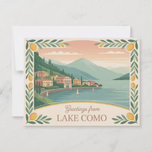 Carte postale vintage Lake Como Salutations de