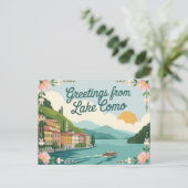 Carte postale vintage Lake Como | Salutations de (Debout devant)