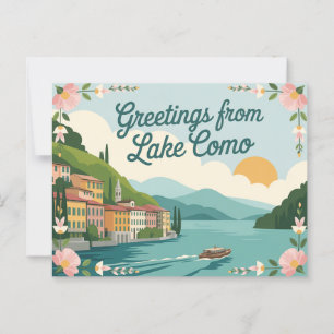 Carte postale vintage Lake Como Salutations de