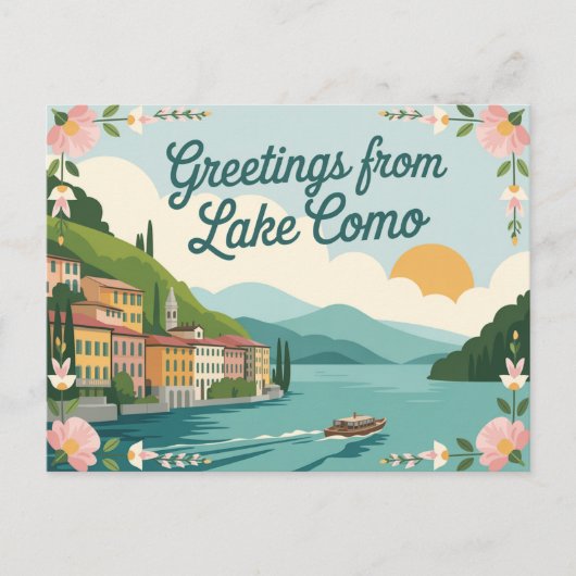 Carte postale vintage Lake Como | Salutations de (Devant)