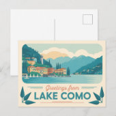 Carte postale vintage Lake Como | Salutations de (Devant / Derrière)