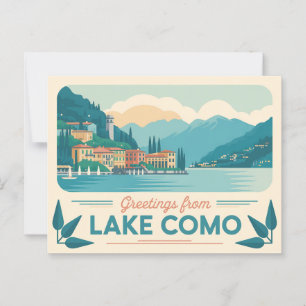 Carte postale vintage Lake Como Salutations de