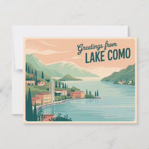 Carte postale vintage Lake Como Salutations de