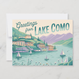 Carte postale vintage Lake Como Salutations de