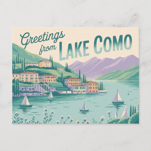 Carte postale vintage Lake Como | Salutations de (Devant)