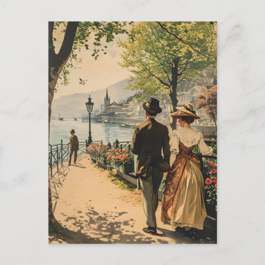 Carte postale Vintage Lakeside Genève (Devant)
