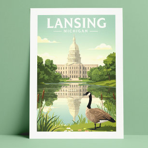 Carte Postale Vintage Lansing Michigan