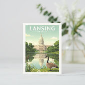 Carte Postale Vintage Lansing Michigan (Debout devant)