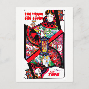 Carte Postale Vintage Las Vegas Gambling Queen Travel