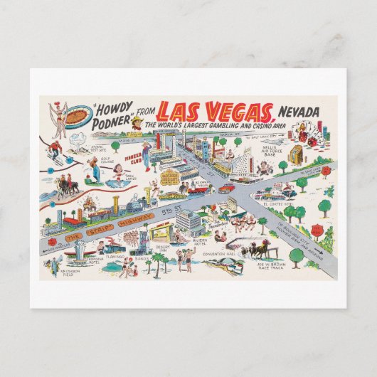 Carte postale vintage Las Vegas Map (Devant)