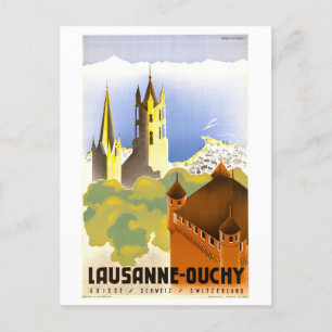Carte Postale Vintage Lausanne-Ouchy, Suisse, Affiche de voyage