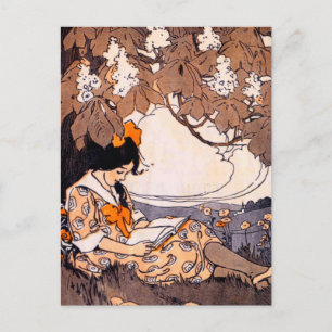 Carte Postale Vintage Lecture sous un arbre