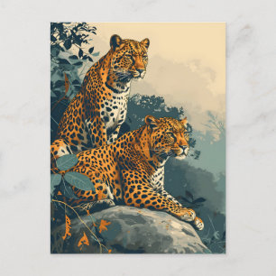 Carte Postale Vintage Leopard