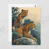 Carte Postale Vintage Leopard (Devant / Derrière)