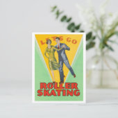 Carte postale vintage "Let's Go Roller Skating" (Debout devant)