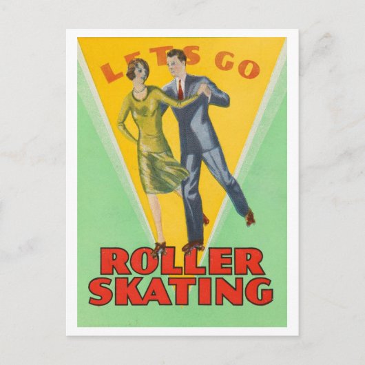 Carte postale vintage "Let's Go Roller Skating" (Devant)