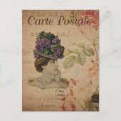 Carte Postale Vintage Lilac Casquette Victorian Lady (Devant)