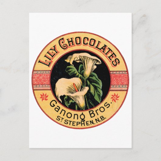Carte Postale Vintage Lily Chocolat Ganong Bros. (Devant)