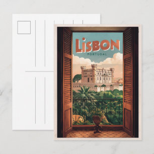Carte Postale Vintage lisbon portugal voyage, fenêtre voir cadea